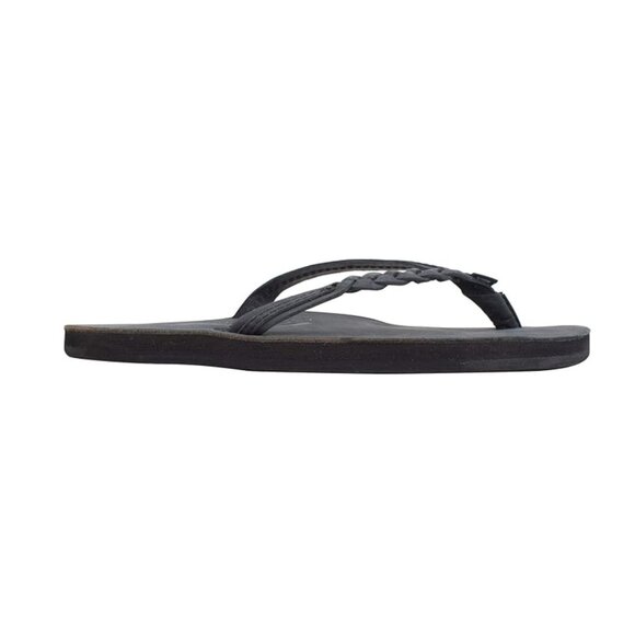 Rainbow Sandals Women’s Flirty Braidy Flip Flops Black | Premier Leather Braided - Picture 1 of 5
